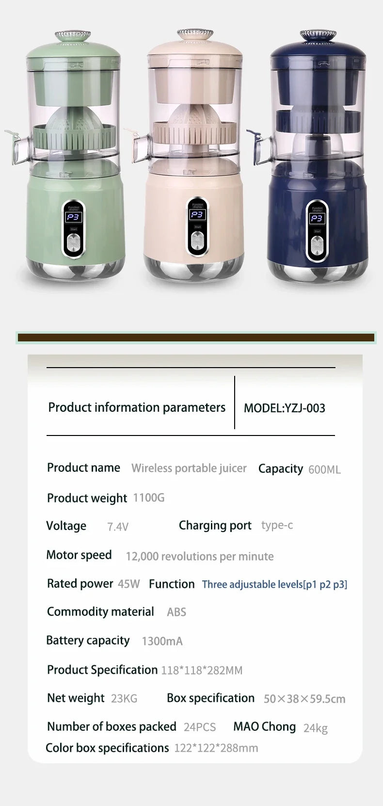 Portable 600ml Citrus Juice Extractor